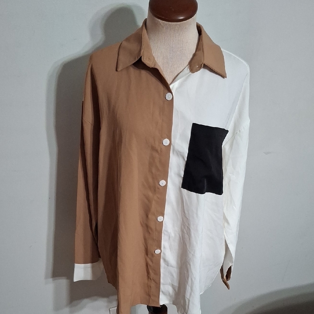SHEIN / ColorBlock Button Down Shirt- W Sz 4
